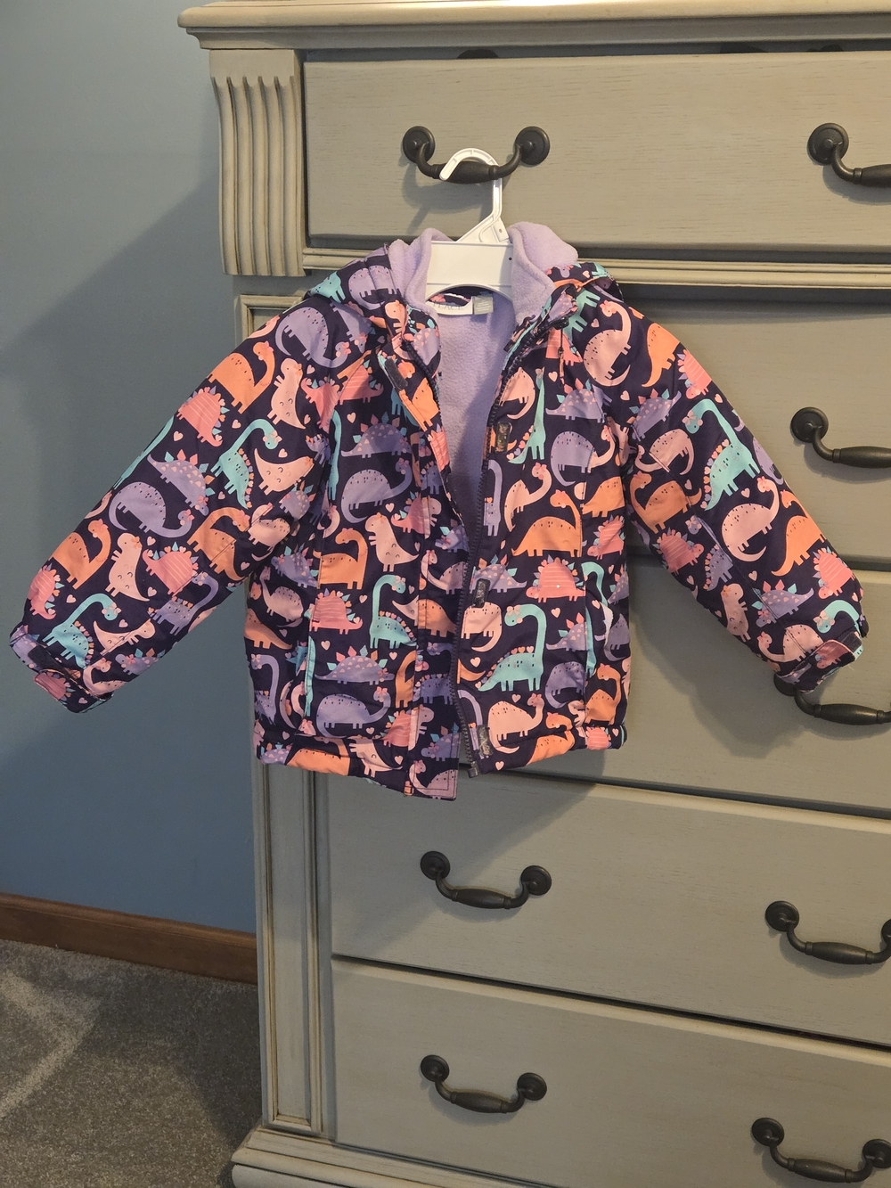 Kids Dino-Print Hooded Jacket - Purple/Multi Children's Place 5T